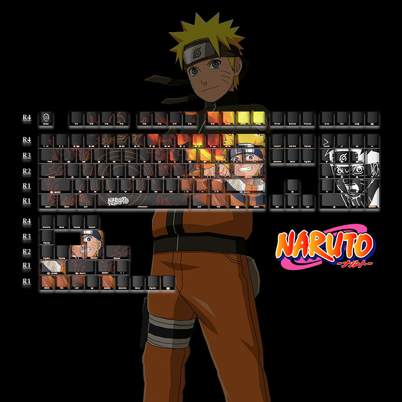 NARUTO themed series keycaps, PBT side engraved character translucent, anime culture peripheral personalized keycaps