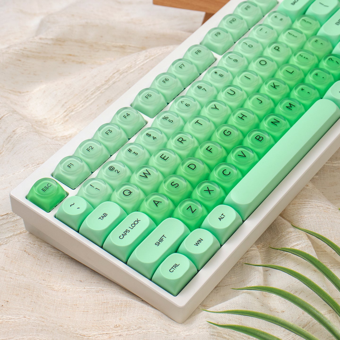 MOA High Green Jelly Cloud Gradient Keycap PBT+PC Cute Spherical Keycap Set