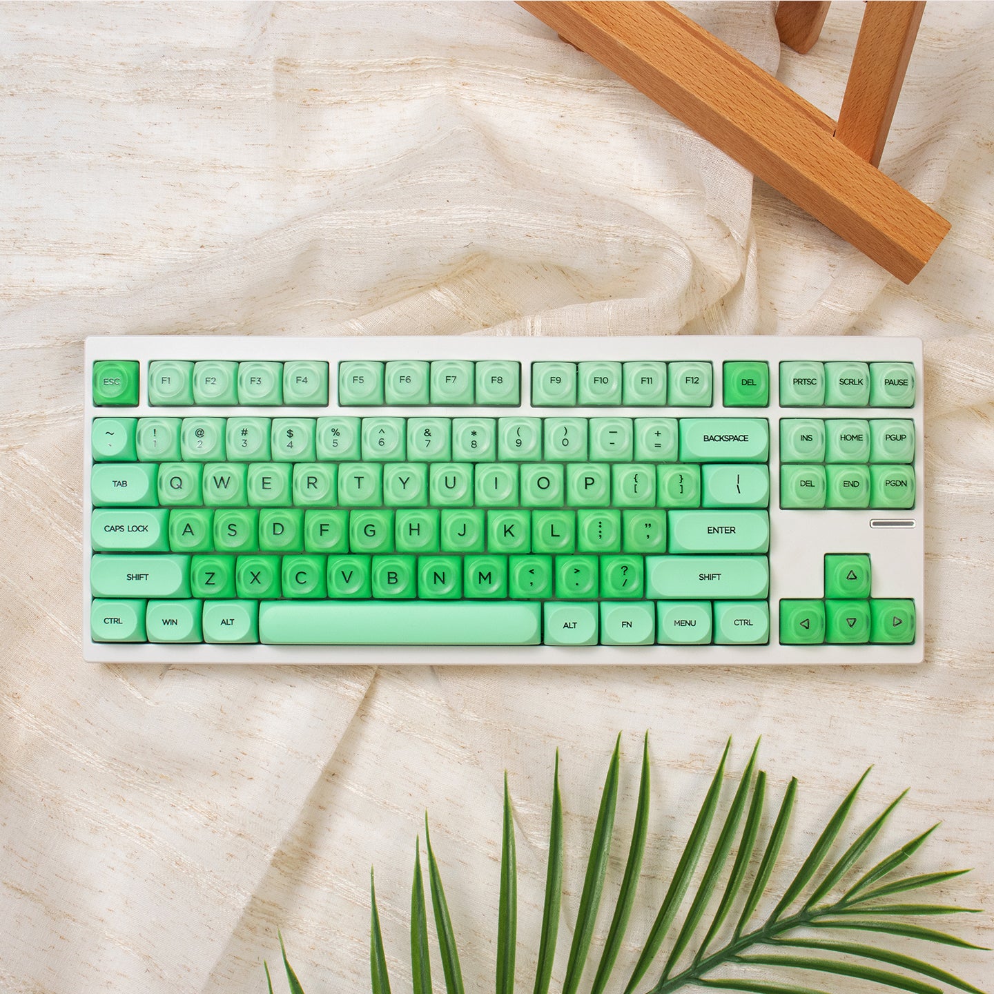 MOA High Green Jelly Cloud Gradient Keycap PBT+PC Cute Spherical Keycap Set
