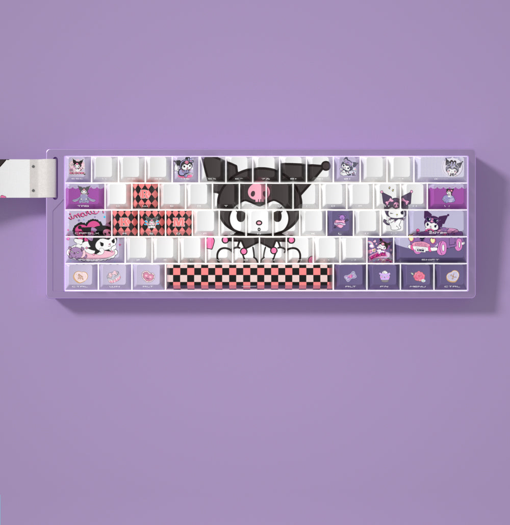 Kuromi side engraved translucent matte texture, five sided heat sublimation anime theme custom keycap