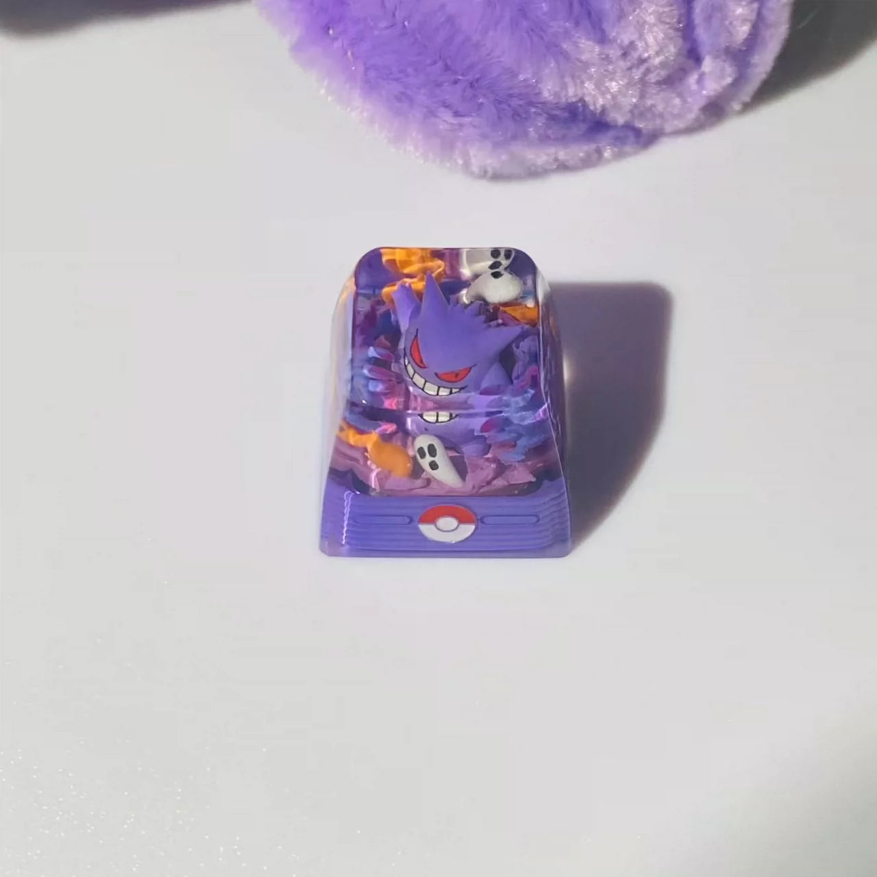 Crystal drops of glue, 1U Ghost gengar. Resin craftsman keycaps, multi-color resin decorative keycaps, anime and game character peripheral keycap products