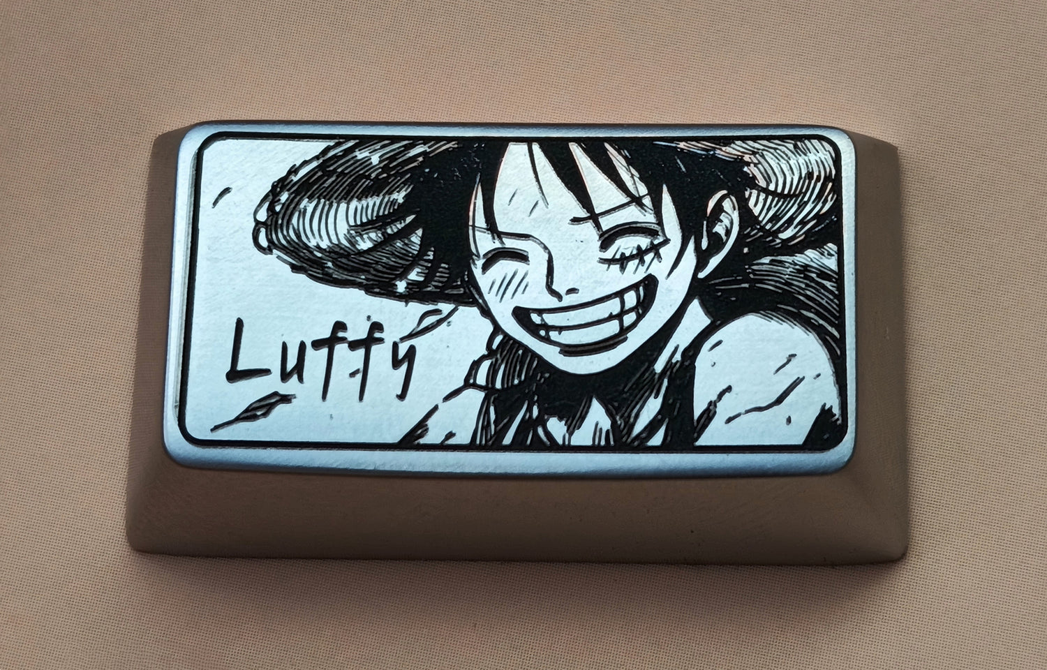 One Piece, Luffy Zinc Alloy Personalized Keycaps, 1U, 1.75U (caps) Metal Decorative Keycaps, Anime Game Character Peripheral Keycaps