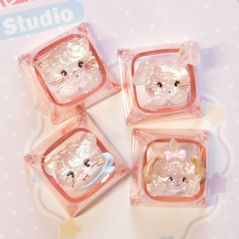 Mikko Transparent Keycaps Customized Fine Sparkling Pink Personalized Keycaps, Cute Pink Keyboard Decorative Keycaps