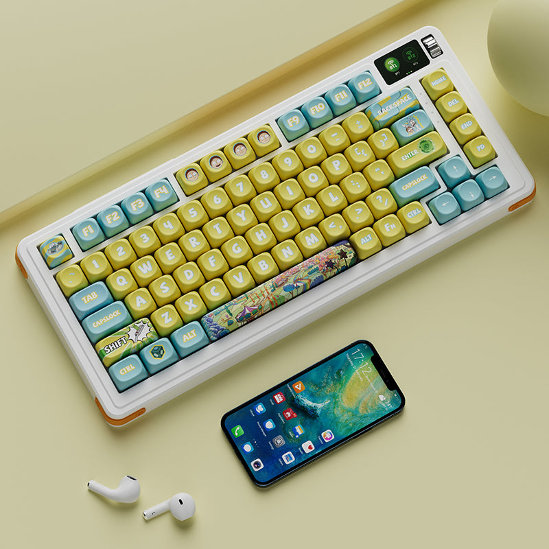 Rick and Morty themed PBT sublimation keycaps, complete set of OQO high gaming mechanical keyboard themes