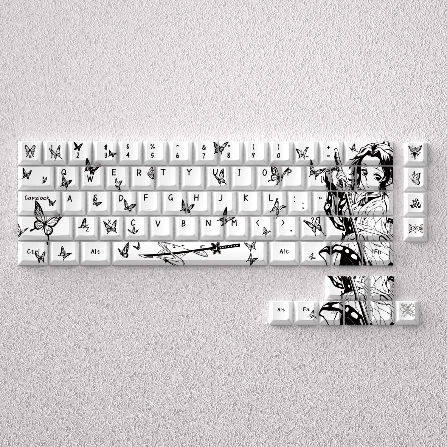 Demon Slayer: Kimetsu no Yaiba theme, Kochou Shinobu anime game creative personalized keycap set PBT material factory height Sublimation printing