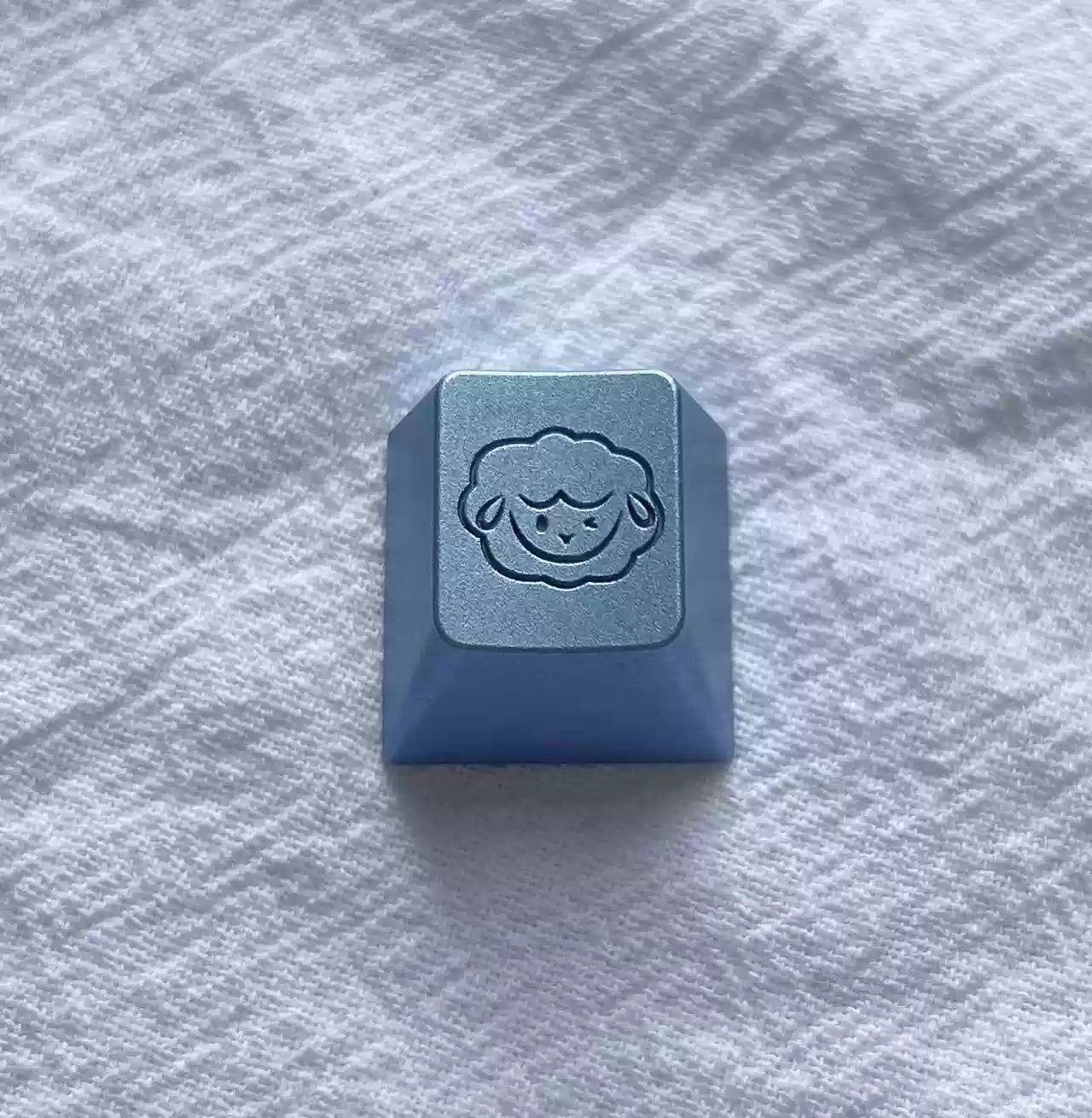 Aluminum alloy anode, simple lamb portrait pattern personalized keycap, metal decorative keycap
