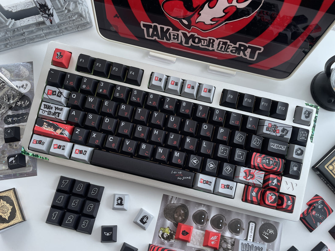 Persona 5, P5 Theme Keycap Game Anime Complete Set PBT Thermal Sublimation Cherry Original Factory Height Set Personalized Keycaps