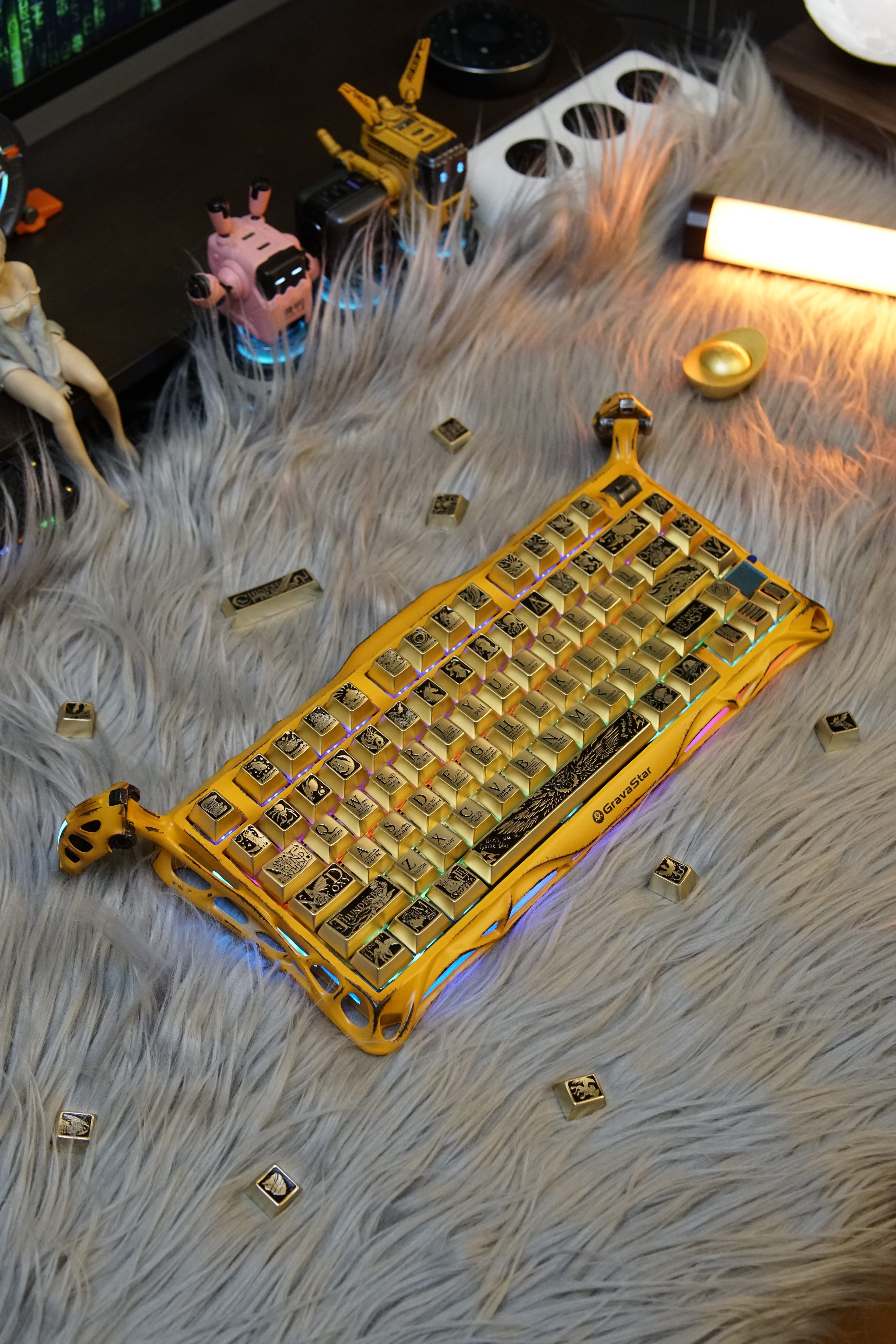 Fantastic Beasts theme, metal laser carved keycaps set, personalized keycaps made of zinc alloy material.