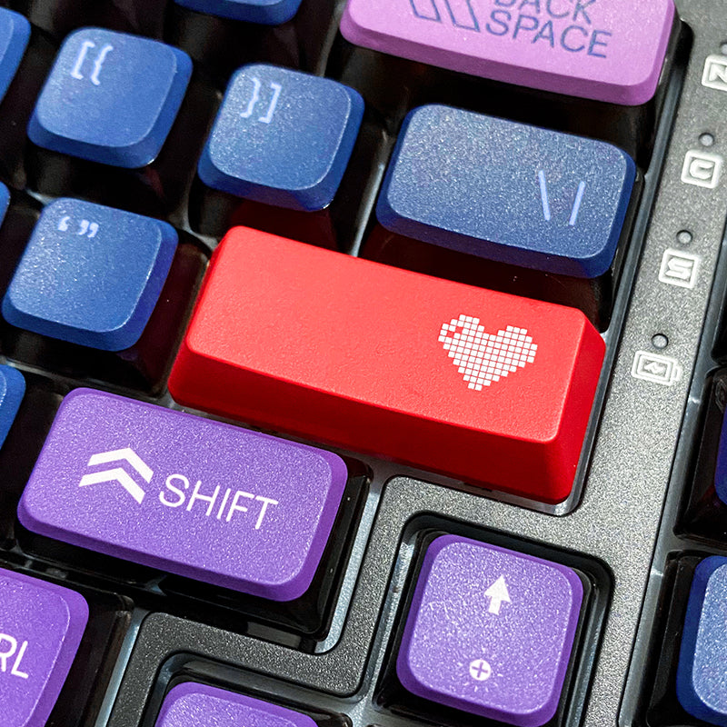 Transparent pixel heart, ABS plastic material, multiple key positions, personalized keycaps