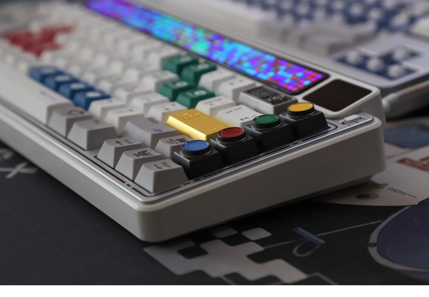 4-color buttons, personalized keycaps for traffic and green light buttons, metal material keycaps for buttons.