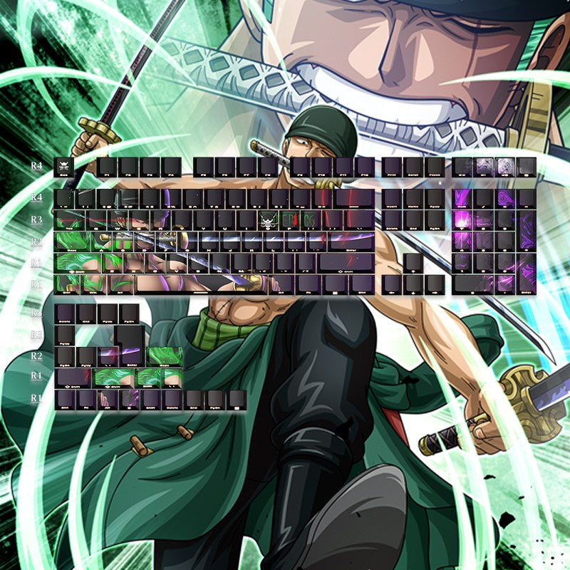 One Piece series, PBT heat sublimation personalized keycap set, mechanical keyboard decorative keycaps, anime peripheral custom keycap set