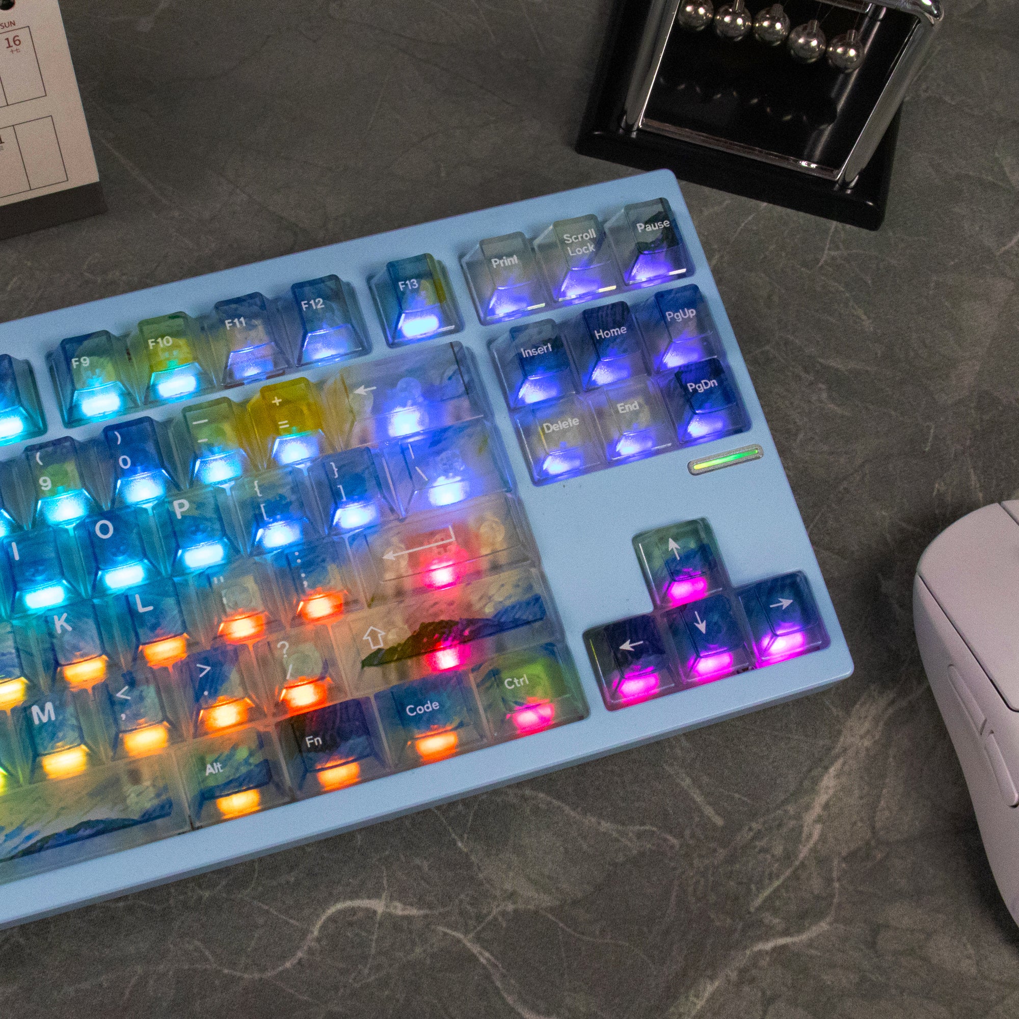 Gradient transparent PC material fog transparent keyboard keycaps customized ai3D technology factory height