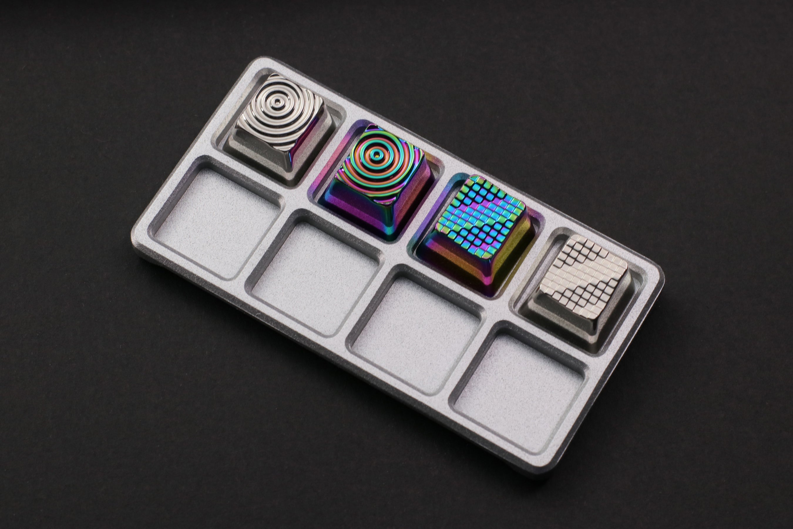 Keystone Silver Eight Grid Metal Keycap Plate Mechanical Keyboard Zinc Aluminum Alloy Metal Personalized Keycap Key Storage Box