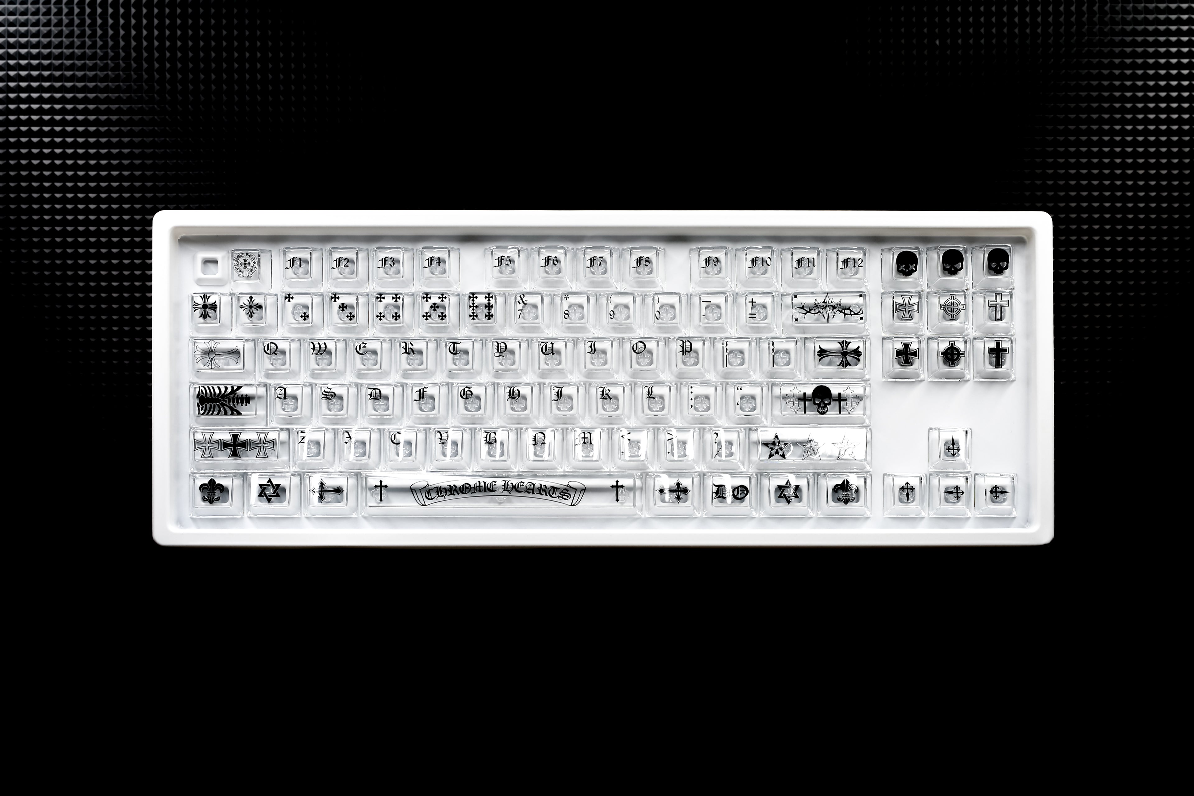 Chrome Hearts Crystal Jelly Keycaps, PC High Transparency Keycaps Transparent Theme Mechanical Keyboard Specific Keycaps, Fashion Trend Personalized Keycap Set