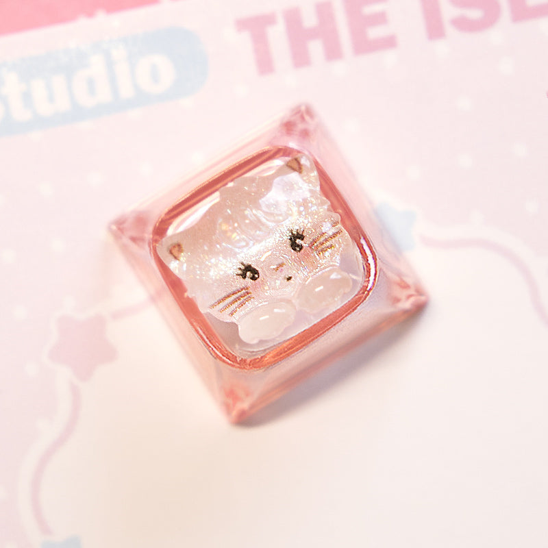Mikko Transparent Keycaps Customized Fine Sparkling Pink Personalized Keycaps, Cute Pink Keyboard Decorative Keycaps
