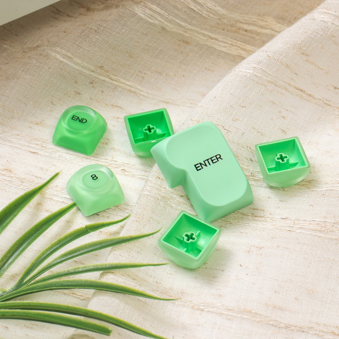 MOA High Green Jelly Cloud Gradient Keycap PBT+PC Cute Spherical Keycap Set