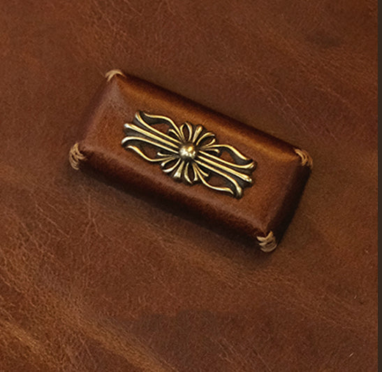 Leather sewing, resin base, Chrome Hearts, Retro style 2U backspace key personalized keycap, mechanical keyboard decorative keycap