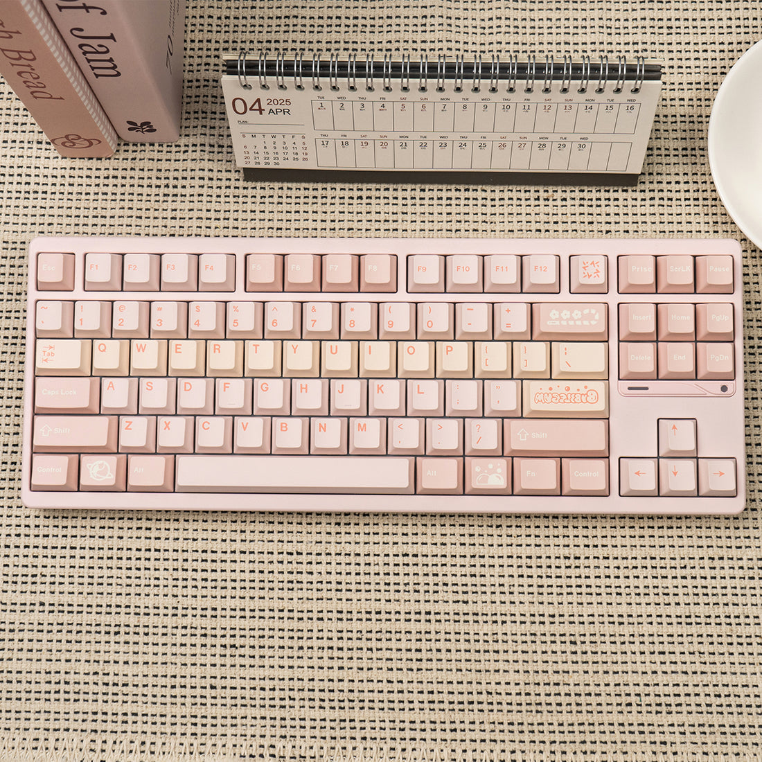 Minimalist light pink mechanical keyboard keycap PBT heat sublimation customized factory height