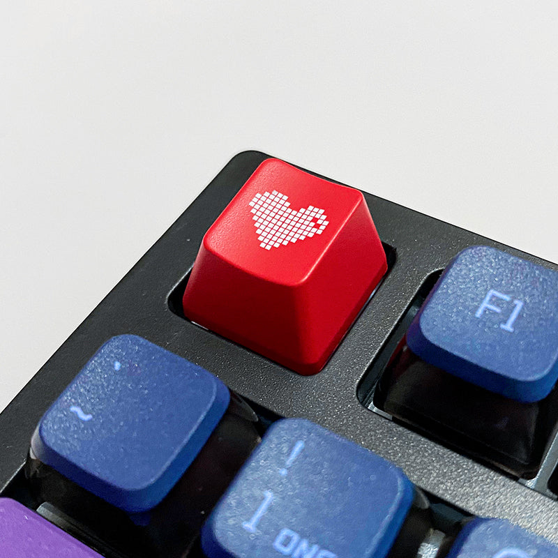 Transparent pixel heart, ABS plastic material, multiple key positions, personalized keycaps
