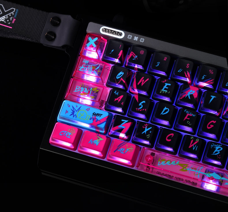 League of Legends lol themed keycap Jinx pbt+PC sublimation technology side transparent personalized keycap set, anime game themed decorative keycap