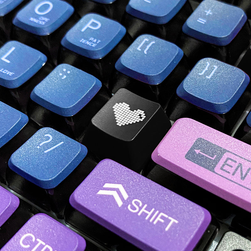Transparent pixel heart, ABS plastic material, multiple key positions, personalized keycaps