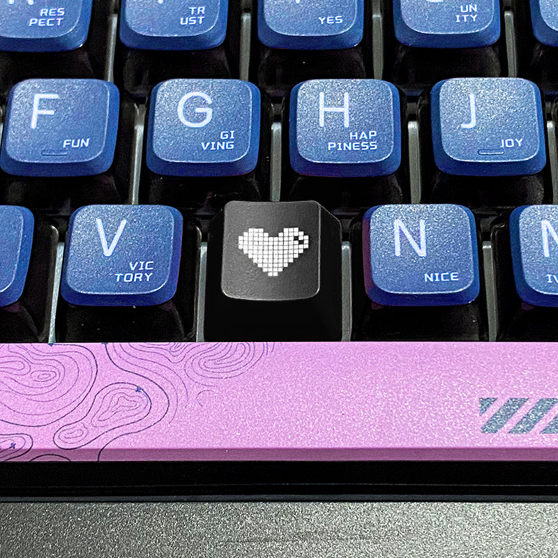Transparent pixel heart, ABS plastic material, multiple key positions, personalized keycaps