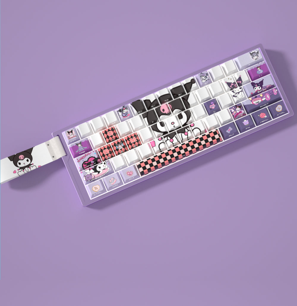 Kuromi side engraved translucent matte texture, five sided heat sublimation anime theme custom keycap