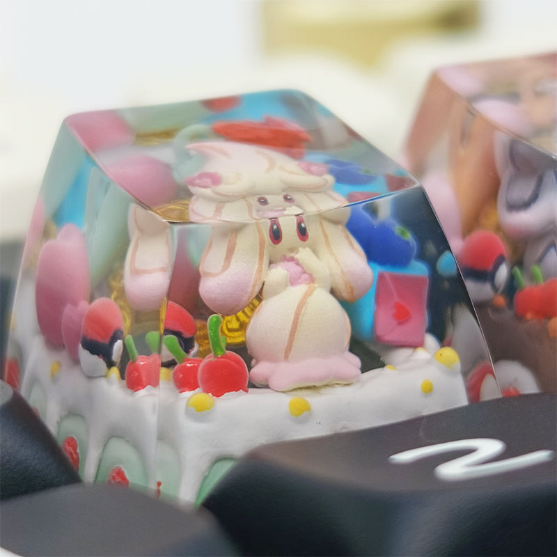 Pok é mon, Alcremie, resin droppers, personalized keycaps, artisankeycaps