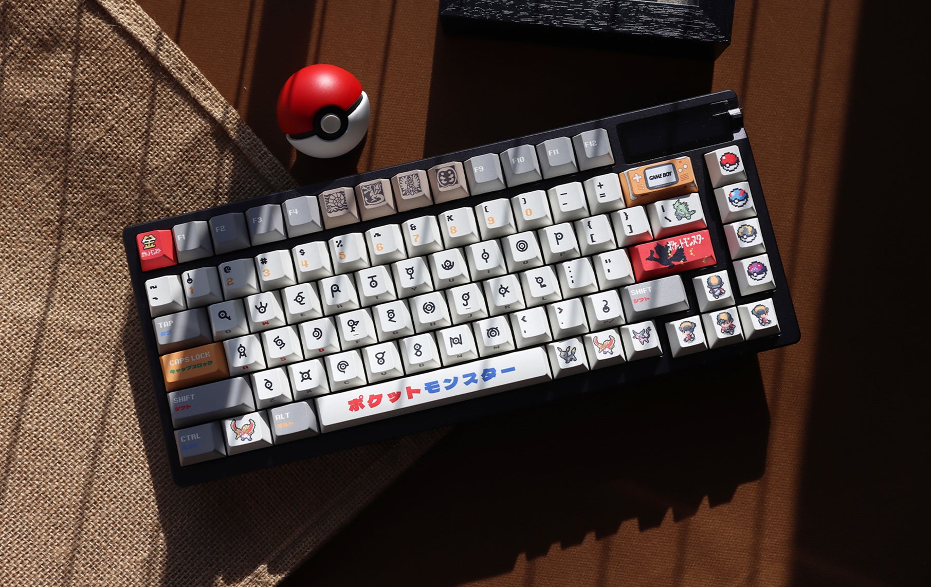 Pok é mon Gold and Silver, Unknown Totem Pok é mon Keycaps Pixel Wind Mechanical Keycaps Five sided Thermal Sublimation PBT Original Factory Height Set Keycaps