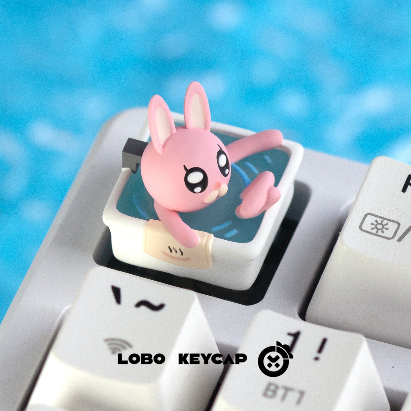 Cute animals at the bathhouse party, personalized keycaps made of multi-color resin molding, and decorative keycaps by craftsmen