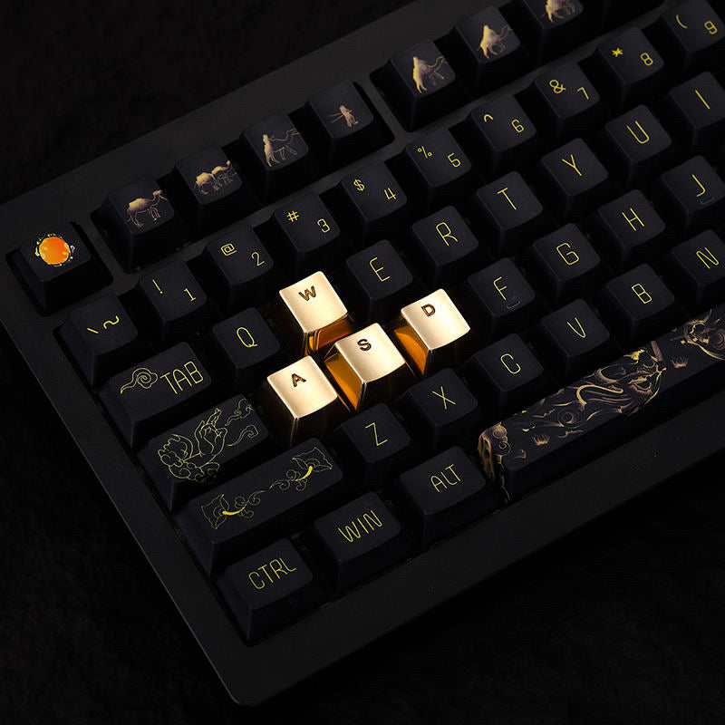 Wasd key position pure copper personalized engraved keycaps mechanical keyboard OEM height metal material decorative keycaps