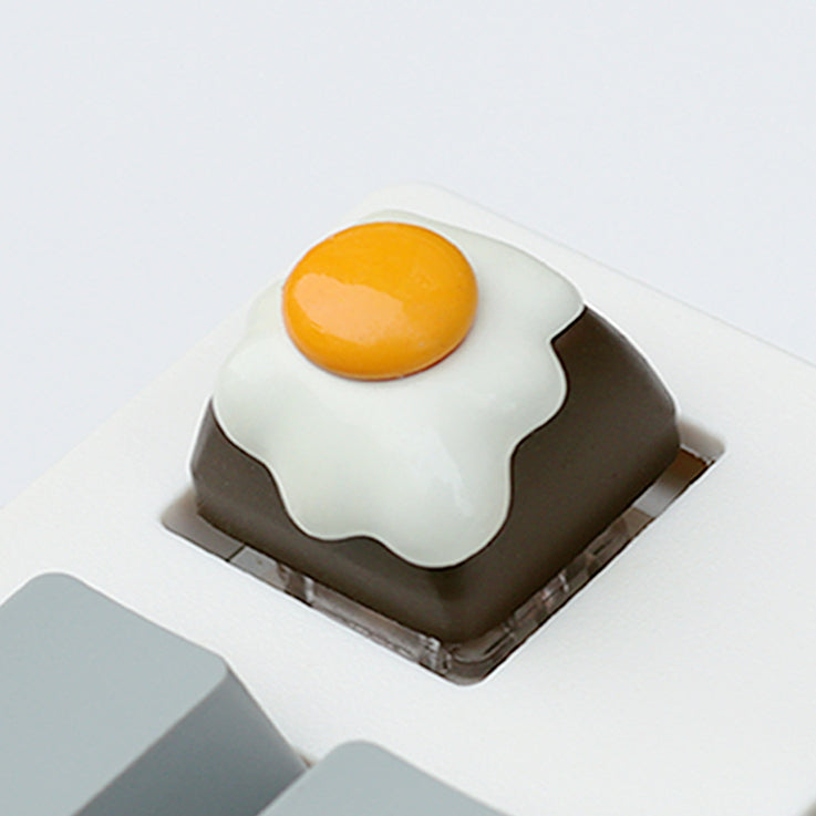 Fried egg shaped personalized keycaps, resin artistic creative keycaps, mechanical keyboard decorative keycaps.
