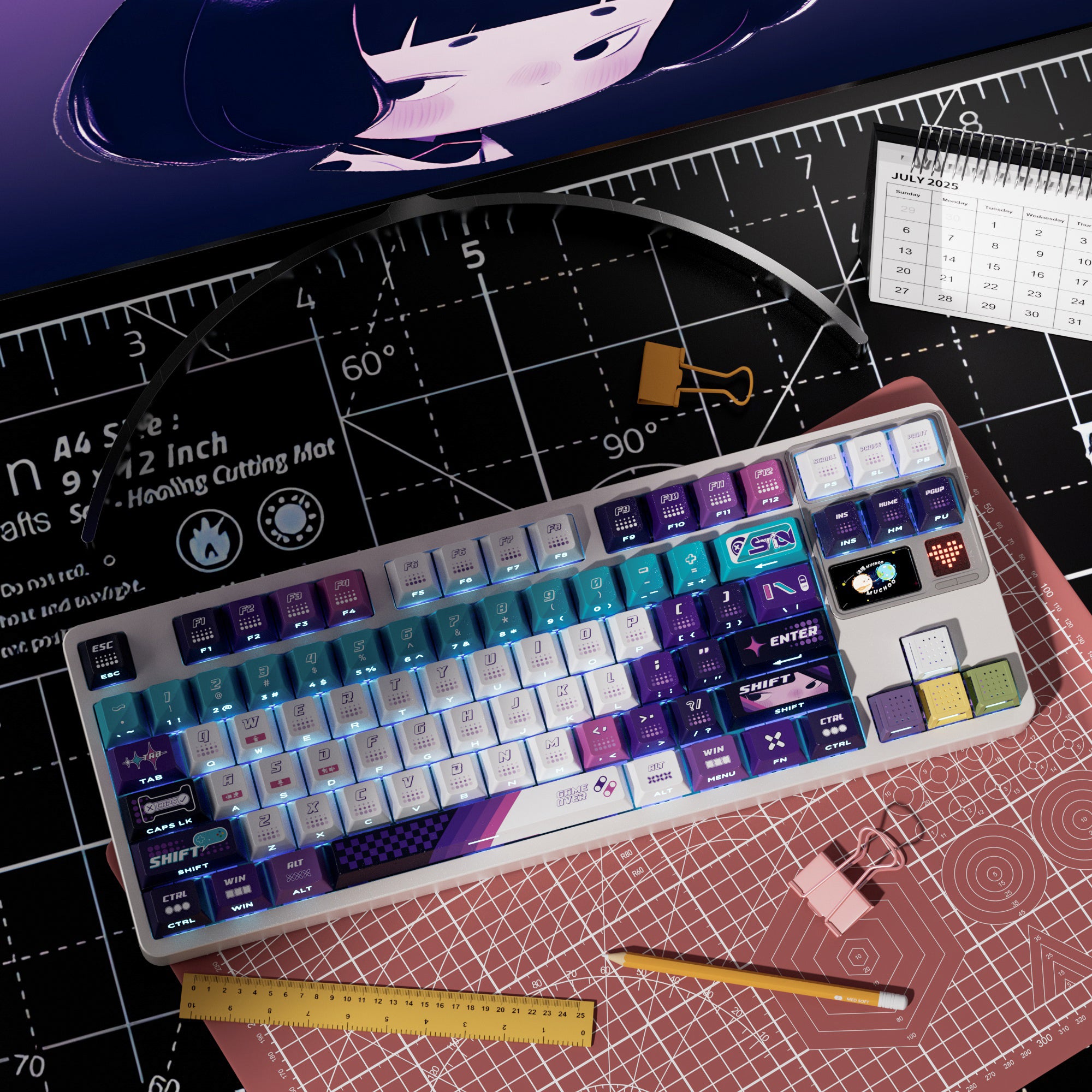 Small stool hollowed out metal personalized keycaps, customized mechanical keyboard, cultural and creative keycaps
