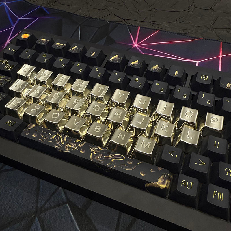 Pure copper OEM height keycap mechanical keyboard with 26 letters polished and used cross switch metal keycap