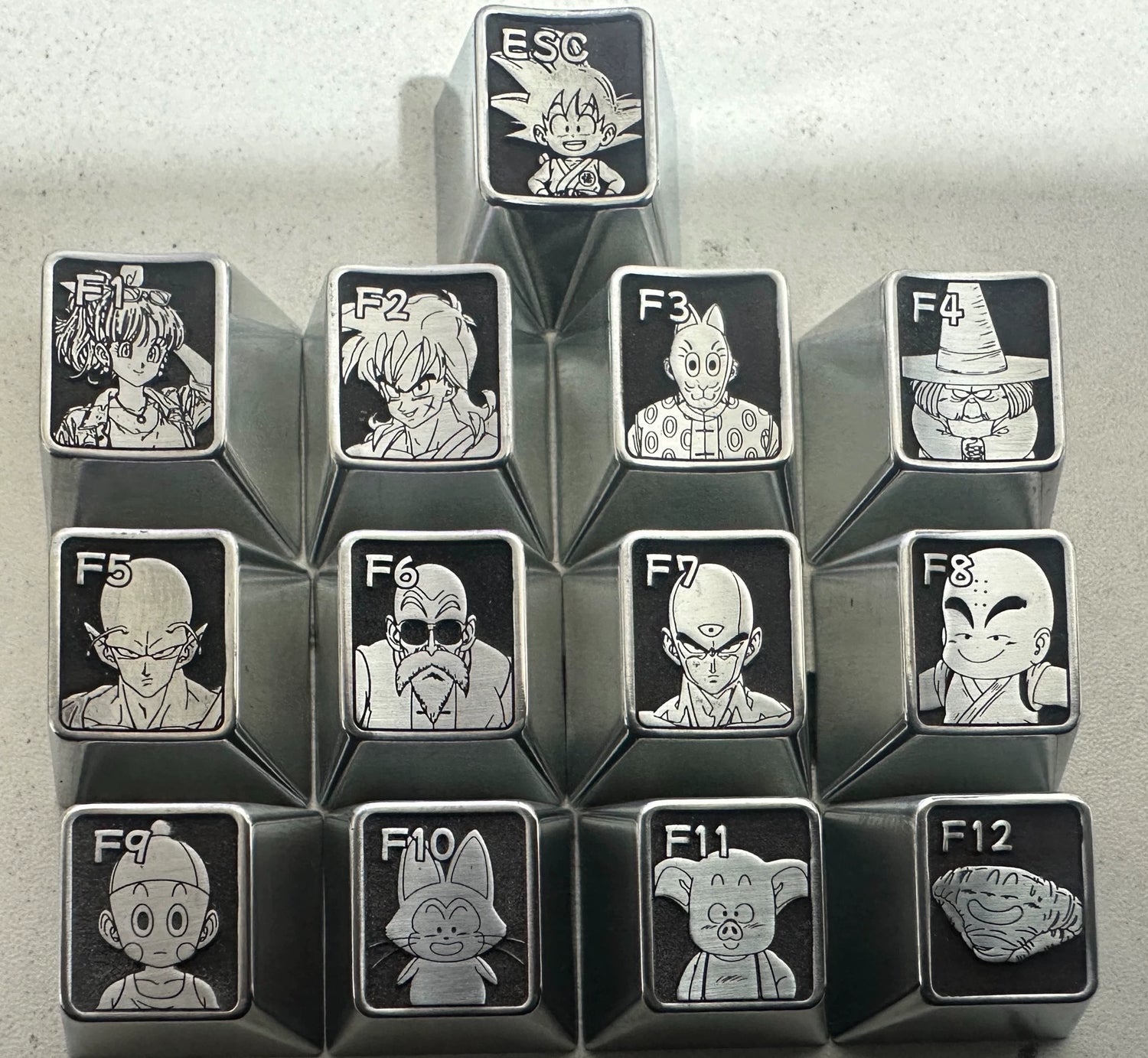 Dragon Ball, 13 zinc alloy metal personalized keycaps in Zone F, keyboard decorative keycaps.