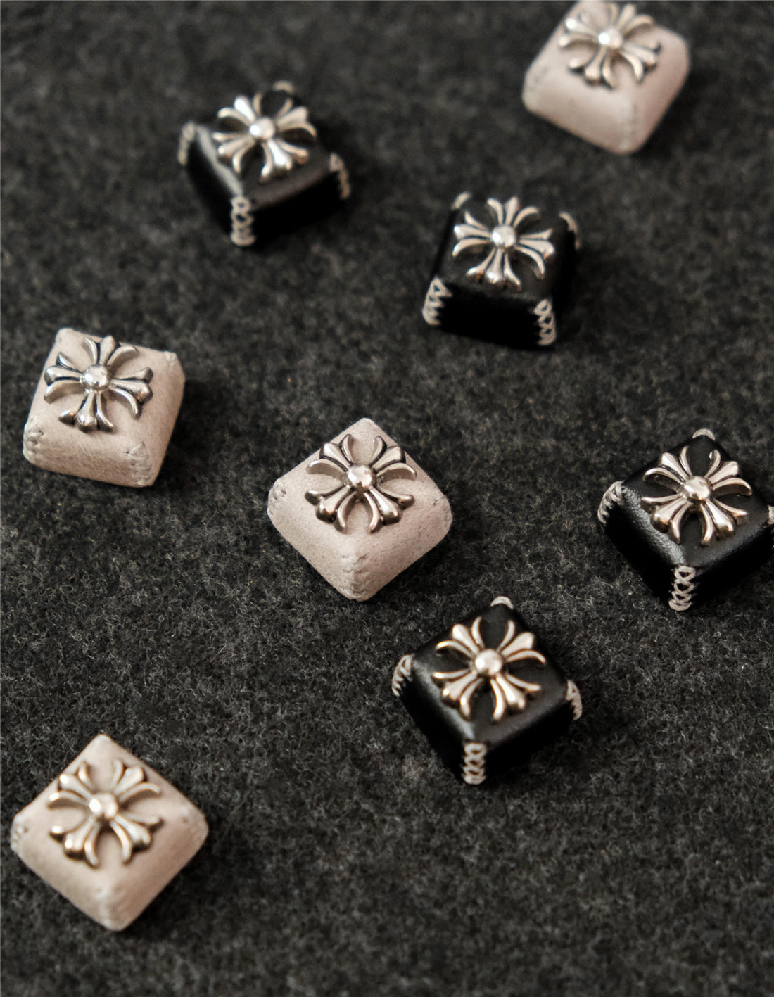 Chrome Hearts style, leather hand sewn rivet metal parts, personalized keycaps, fashionable keycaps