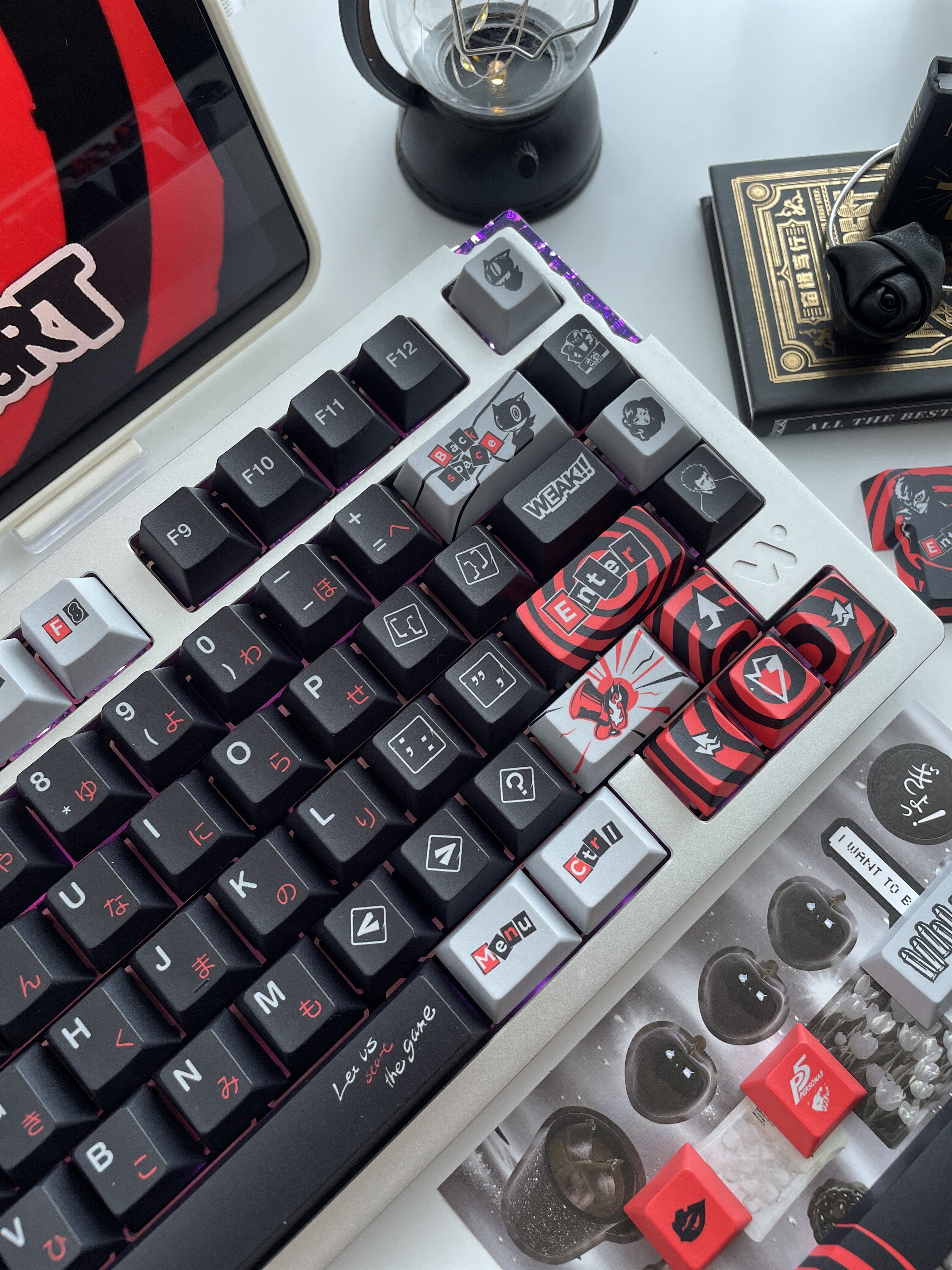 Persona 5, P5 Theme Keycap Game Anime Complete Set PBT Thermal Sublimation Cherry Original Factory Height Set Personalized Keycaps