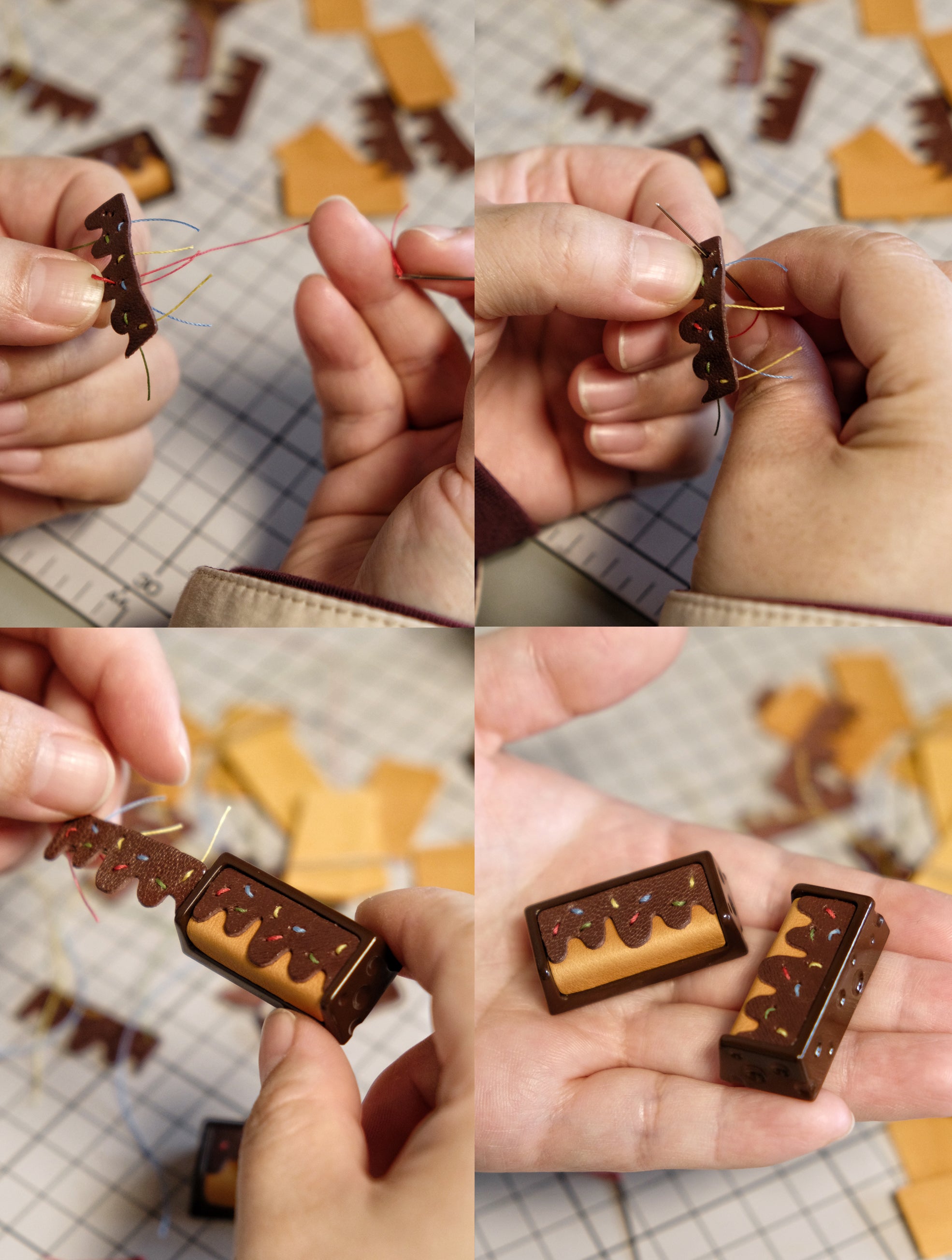 Delicious cake, 2U leather+resin personalized keycaps, mechanical keyboard decorative keycaps, food art creative keycaps