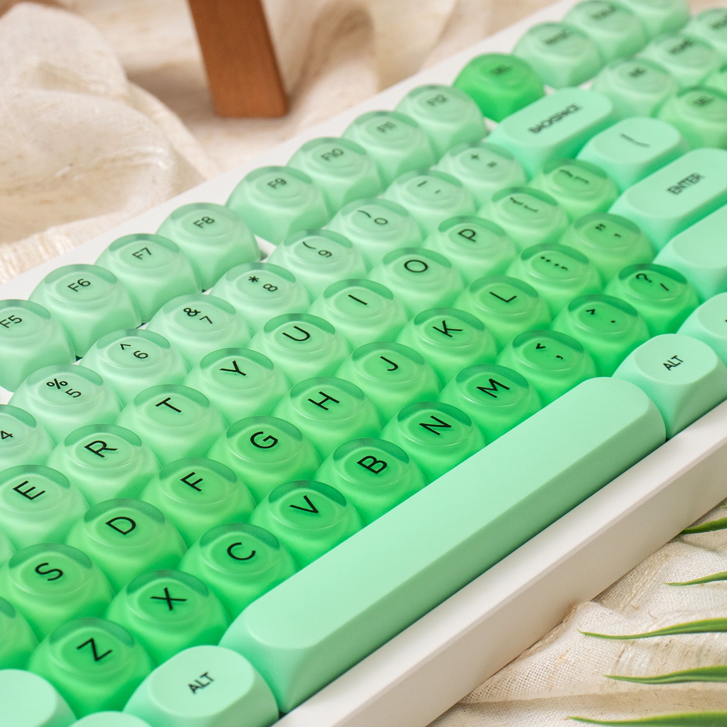 MOA High Green Jelly Cloud Gradient Keycap PBT+PC Cute Spherical Keycap Set