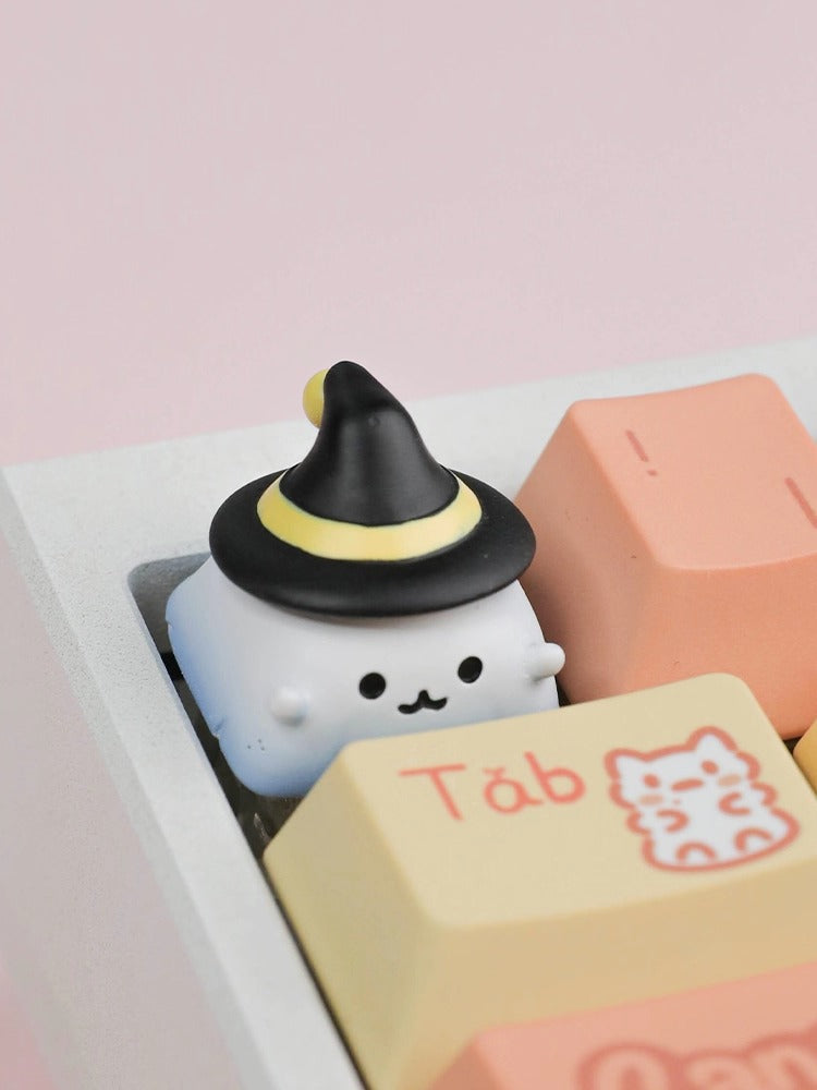 Cute Cloud Ghost, Wizard Pumpkin Elf, Resin Coated Personalized Keycaps, Cute Style Mechanical Keyboard Decorative Keycaps