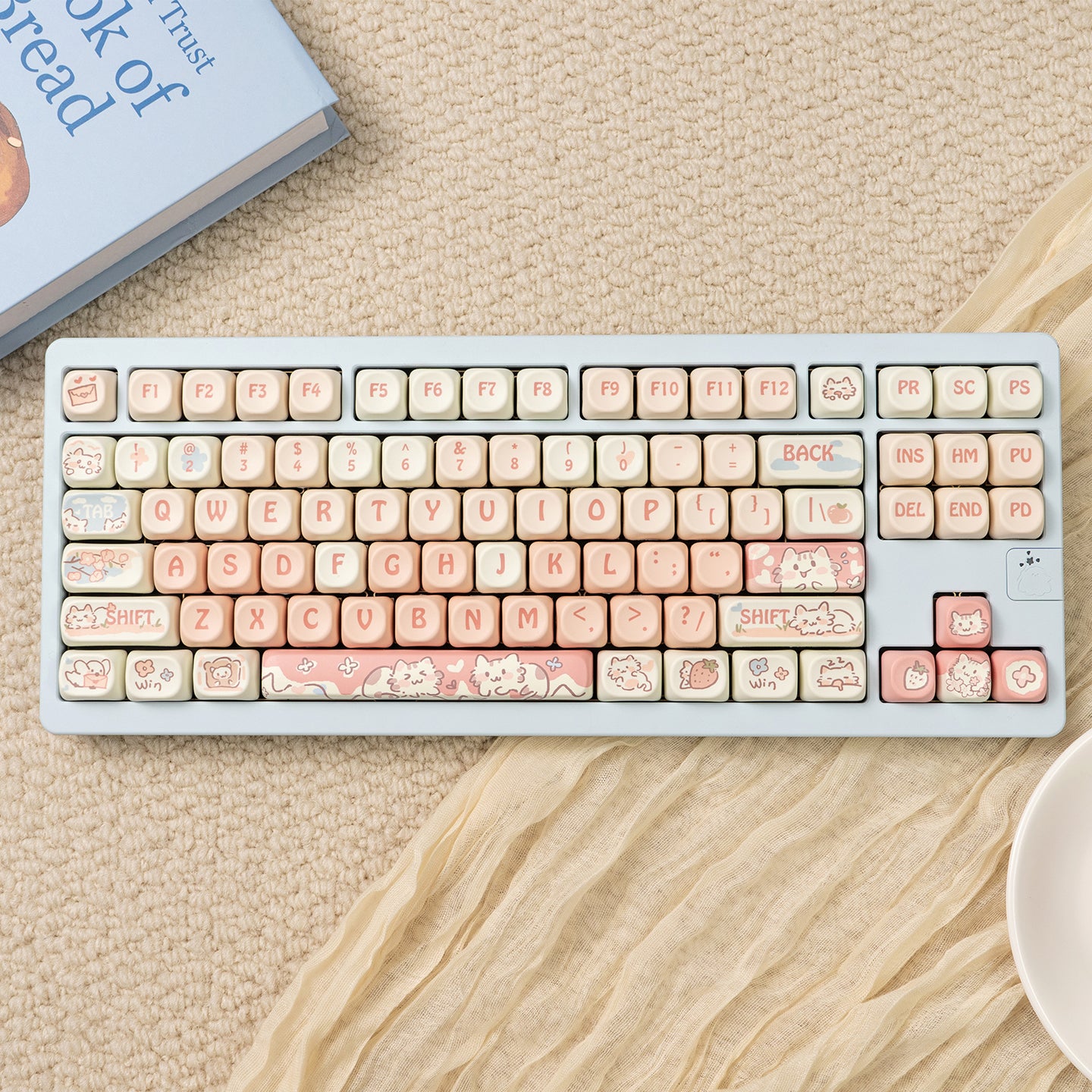 MOA height strawberry kitten magnetic axis mechanical keyboard keycap PBT thermal sublimation customization