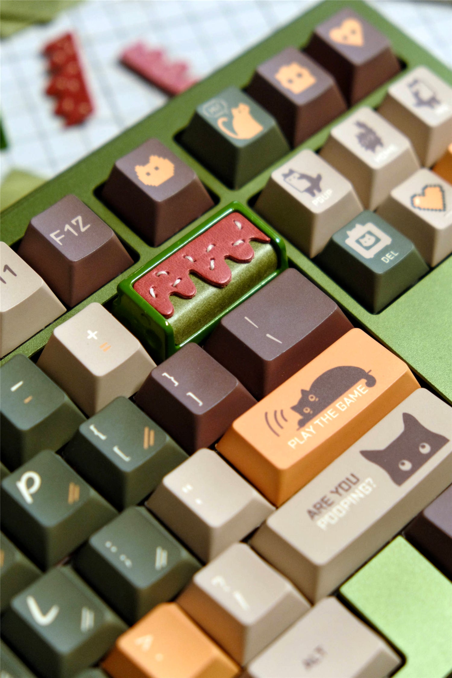 Delicious cake, 2U leather+resin personalized keycaps, mechanical keyboard decorative keycaps, food art creative keycaps