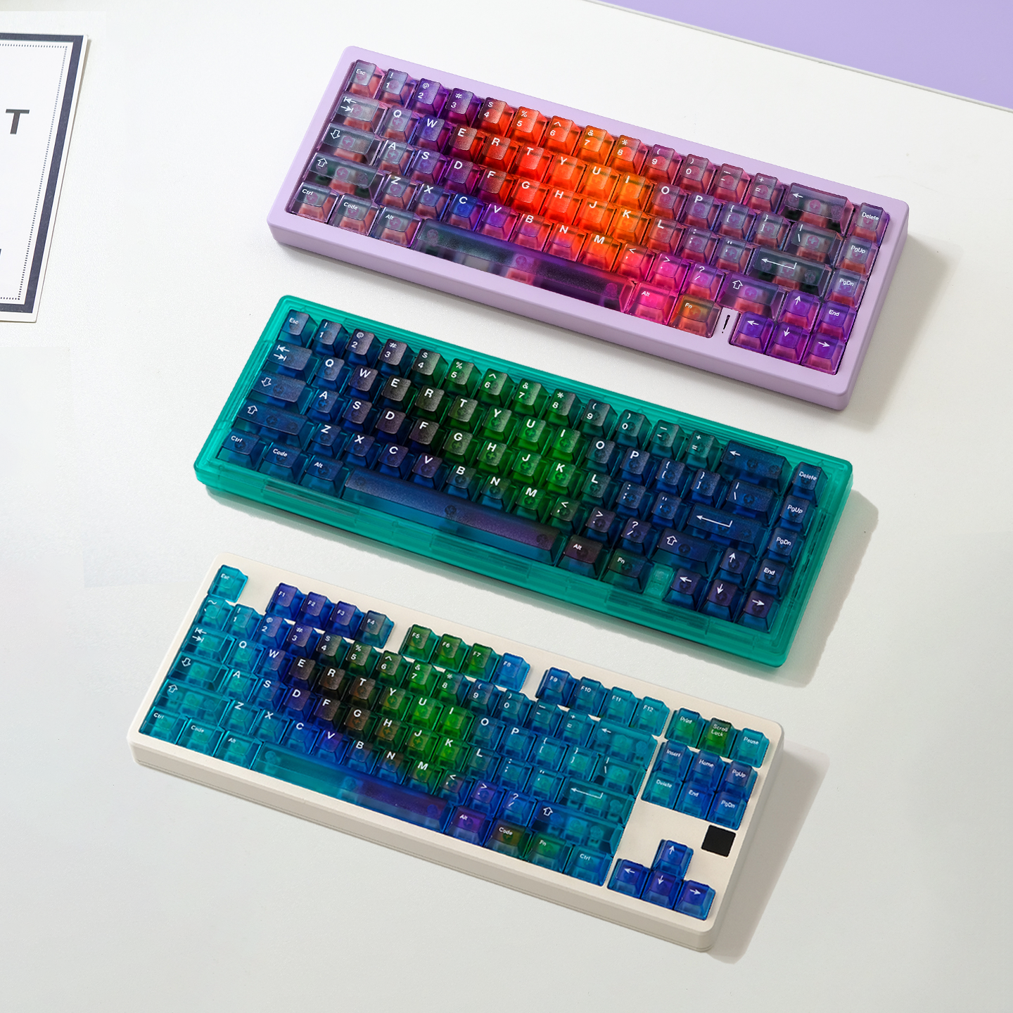Gradient transparent PC material fog transparent keyboard keycaps customized ai3D technology factory height