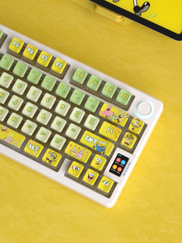 SpongeBob SquarePants Four sided Transparent PBT Thermal Sublimation Transparent Transparent Keycaps Customized OEM Height Keycaps