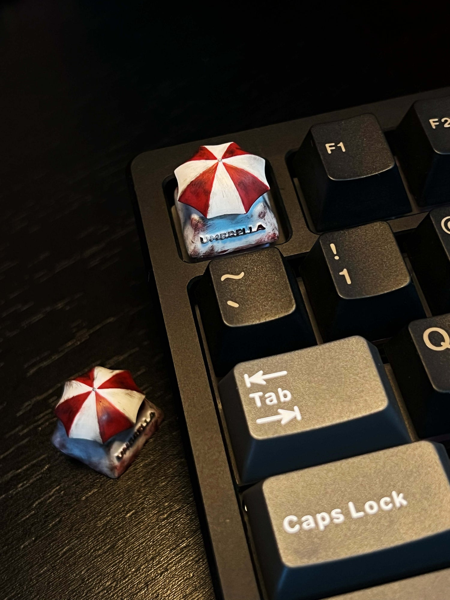 Biochemical crisis protection umbrella keycaps, personalized keycaps, three-dimensional creative rotating mechanical keycaps