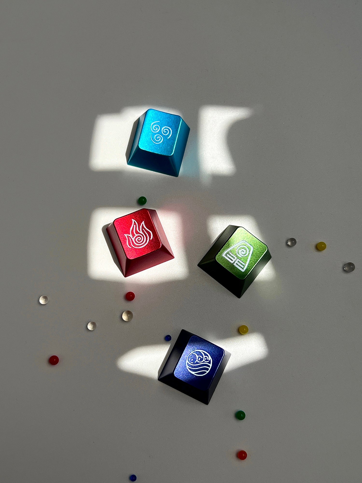 Elemental personality metal keycaps, original factory R4 height aluminum alloy, CNC aluminum metal keycaps, customized mechanical keyboard keycaps