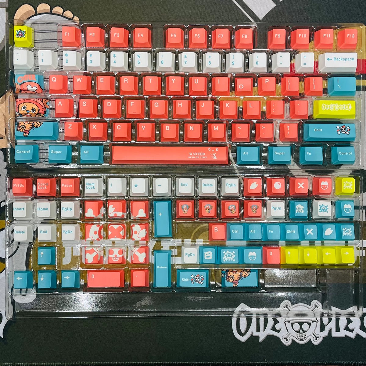 One Piece series, PBT heat sublimation personalized keycap set, mechanical keyboard decorative keycaps, anime peripheral custom keycap set