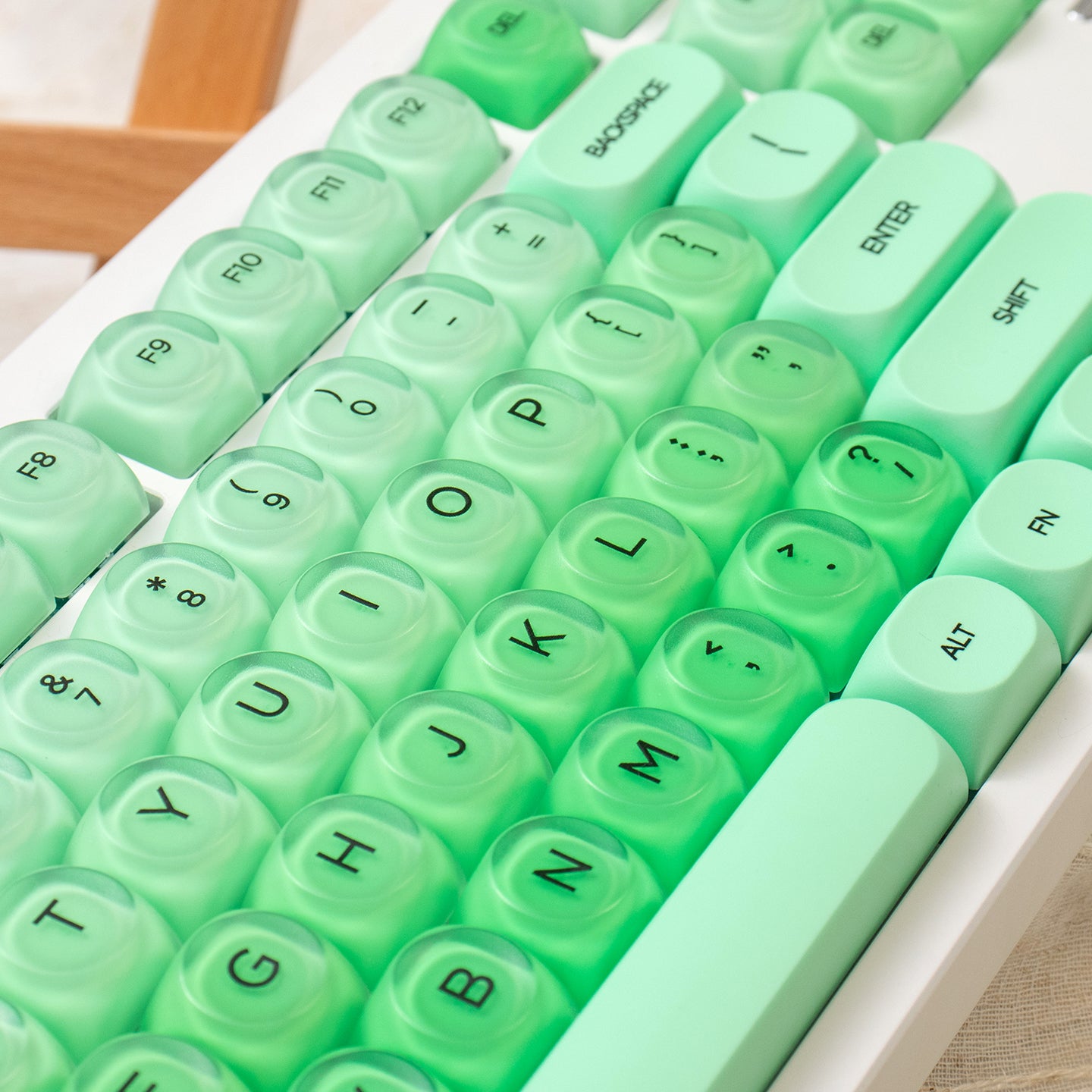 MOA High Green Jelly Cloud Gradient Keycap PBT+PC Cute Spherical Keycap Set