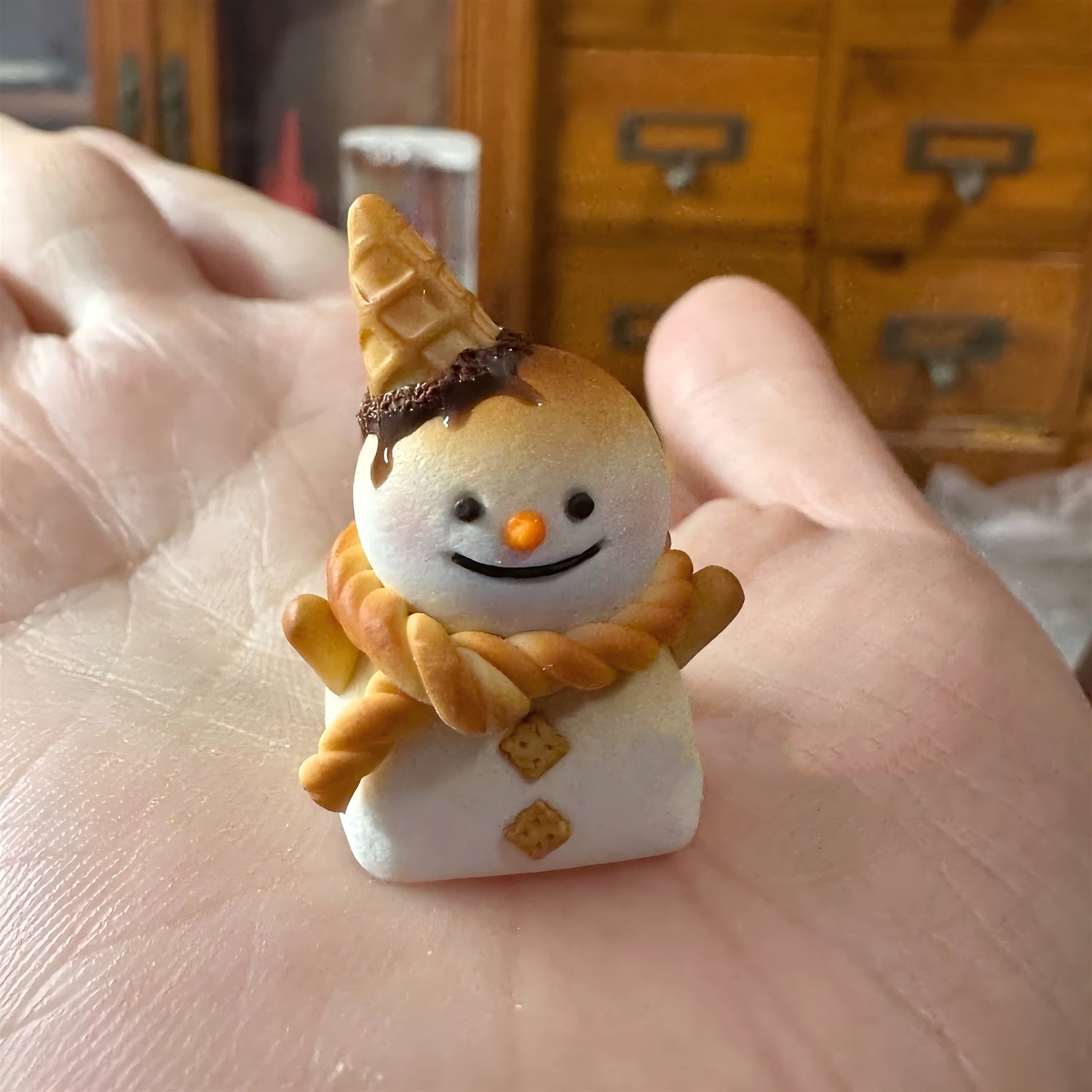Ice cream snowman keycap personalized handmade mechanical keyboard customized keyboard cap soft clay handmade keycap