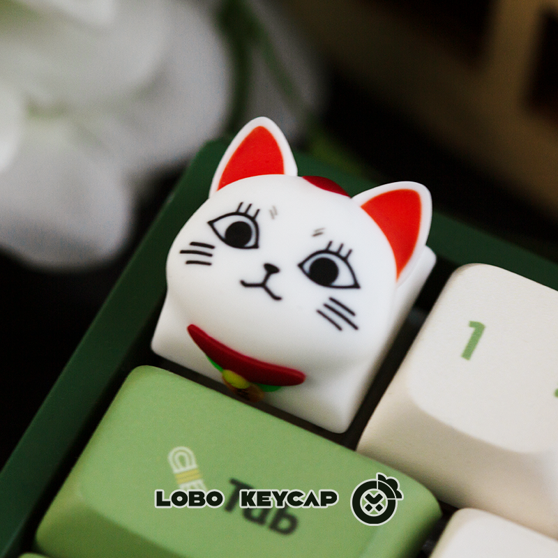 DAN DA DAN, Lucky Cat, multi-color resin personalized keycaps, handmade creative anime and game character peripheral keycaps